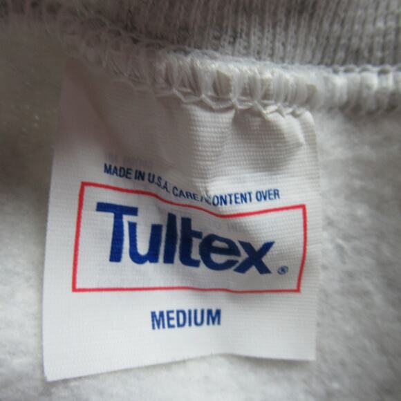 Vintage Tultex Sweatshirt Womens Medium Gray Faux Suede Rhinestone Graphic USA - Picture 2 of 9